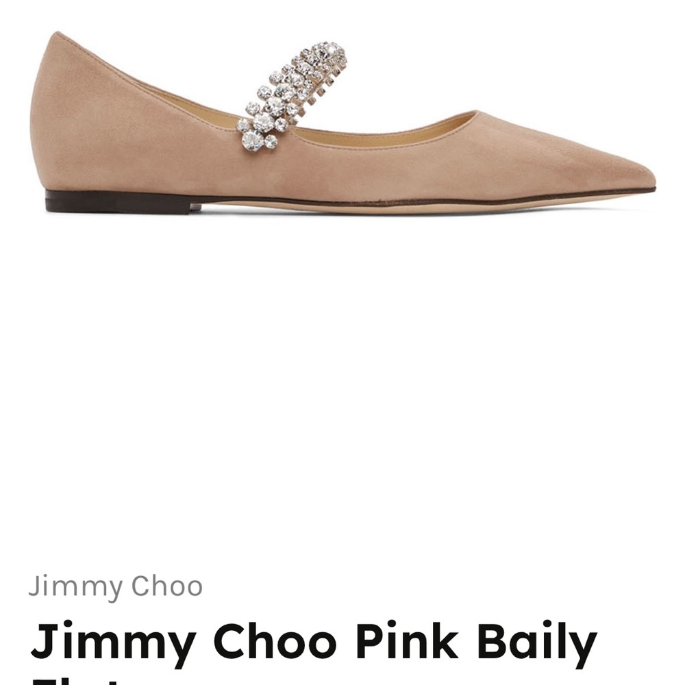 Jimmy choo Baily Ballerina Flats Crystals Suede Pink Beige